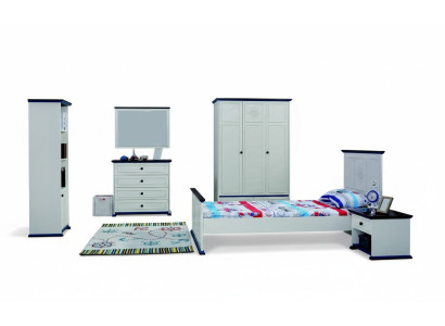 Camera dei bambini Set completo Letto Comodino Armadio Comò Specchio 6 pezzi