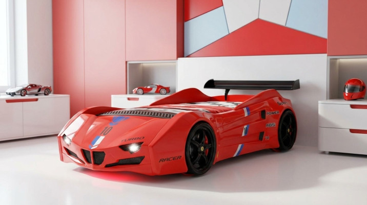 Auto da corsa Letto per bambini Letto auto Camera da letto per bambini Letti Mobili Rossi