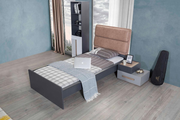 Set camera da letto per ragazzi Grigio Letto Comodino Armadio Design Nuovo 4 pezzi.