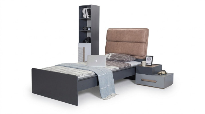 Letto camera giovanile Letti Camera da letto Mobili Letto Singolo Arredamento Grigio