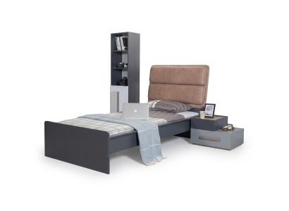 Letto camera giovanile Letti Camera da letto Mobili Letto Singolo Arredamento Grigio