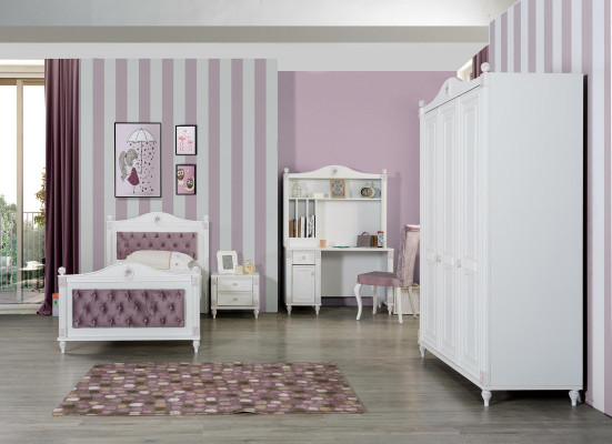 Scrivania Camera Giovanile Bambini Legno Mobili Design Bianco Tavolo Stile Country