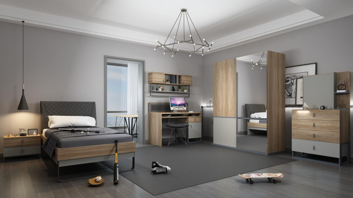 Set camera da letto per ragazzi Letto Armadio Camera da letto per bambini Nuovo set di 5 pezzi.