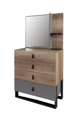 Comò con specchio in legno, design moderno di lusso per camera da giovane.