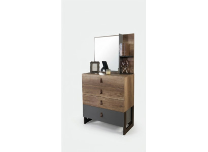 Comò con specchio in legno, design moderno di lusso per camera da giovane.