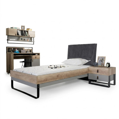 Camera da letto per ragazzi con design, letto, comodino, scrivania 3 pezzi.