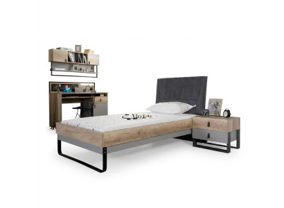 Camera da letto per ragazzi con design, letto, comodino, scrivania 3 pezzi.