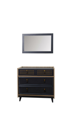 Camera da giovane con specchio, console di lusso, mobili per console, blu.
