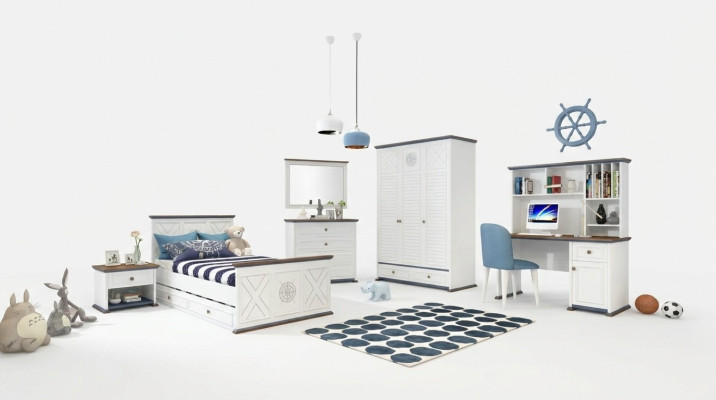Set camera da letto di lusso per ragazzi Letto Comodino Armadio Mobili 5 pezzi Nuovo