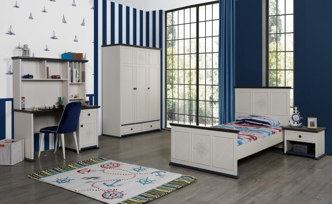 Design Mobili Moderni Comodino per Bambini Camera da Letto Bianco Legno