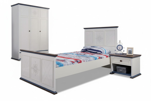 Stanza per ragazzi Letto Comodino Mobili Armadio Completo 3 pezzi.