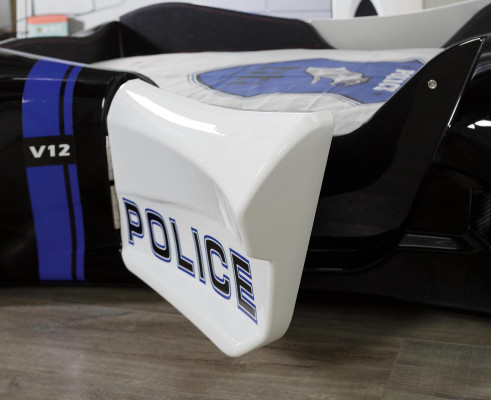 Auto della polizia Camera da letto dei bambini Lettino per bambini Comò Scrivania 3 pezzi