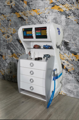 Auto della polizia Camera da letto dei bambini Lettino per bambini Comò Scrivania 3 pezzi