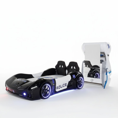 Auto della polizia Camera da letto dei bambini Lettino per bambini Comò Scrivania 3 pezzi