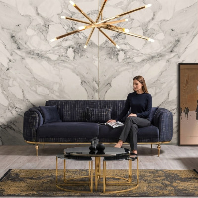 Divano a tre posti di lusso moderno in tessuto 234 cm.