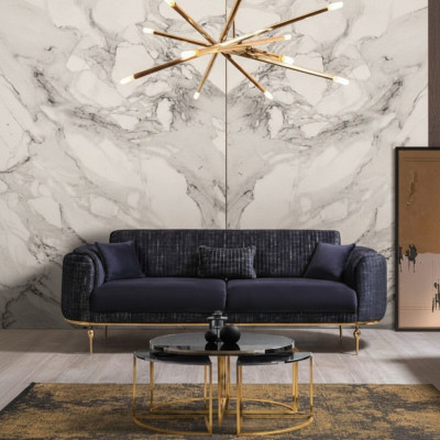Divano a tre posti di lusso moderno in tessuto 234 cm.