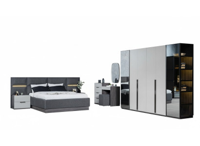 Camera da letto Letto Comodini Armadio Comò con specchio Set di mobili 5 pezzi