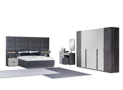 Camera da letto Letto Comodino Armadio Cassettone con specchio Set di mobili 5 pezzi