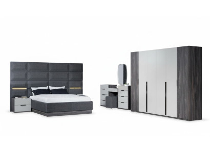 Camera da letto Letto Comodino Guardaroba Comò con specchio Set di mobili 5 pezzi