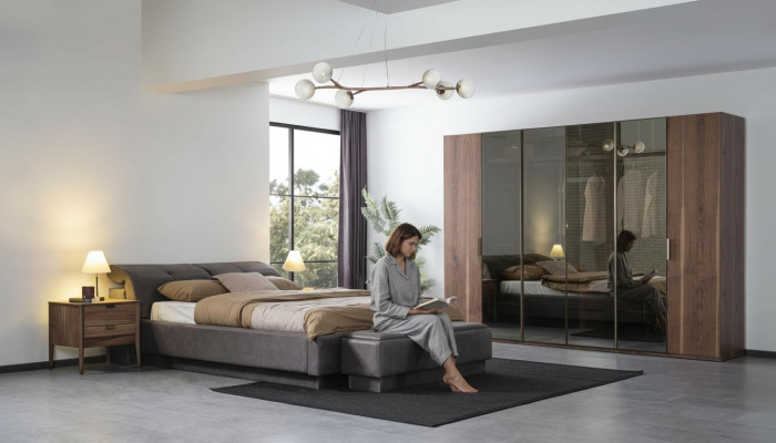Set camera da letto, letto 2x comodino armadio completo di mobili 4 pezzi
