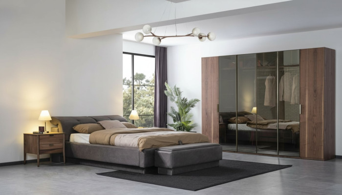 Set camera da letto, letto 2x comodino armadio completo di mobili 4 pezzi