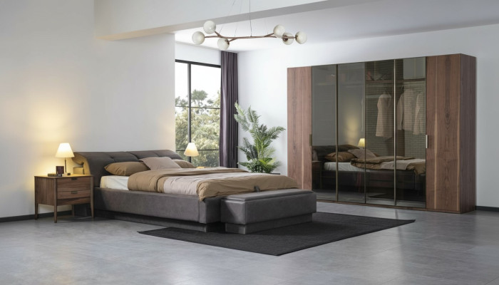 Set camera da letto, letto 2x comodino armadio completo di mobili 4 pezzi