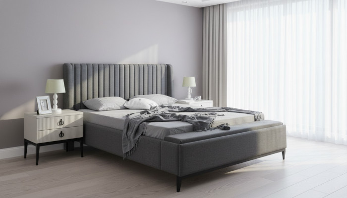 Design letto matrimoniale Letti Imbottito Camera da letto Mobili Hotel Struttura letto Grigio