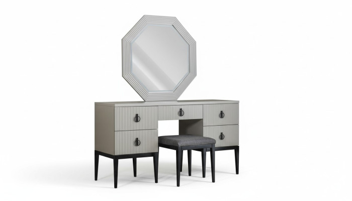 Tavolo trucco con specchio Design grigio camera da letto Console sgabello nuovo