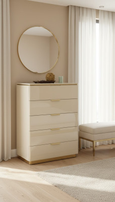Comò in legno beige di lusso con alta scrivania console armadi mobili credenza armadio.