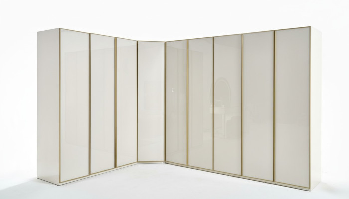 Armadio lucido per vestiti Armadi da camera da letto Armadio ad angolo Mobili di lusso Dorato Beige