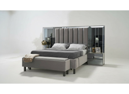 Camera da letto Set Letto 2x Comodino Sgabello Letti Doppi Mobili Imbottiti 4 pezzi. Nuovo