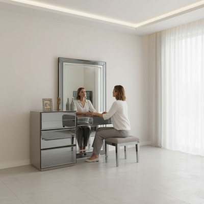 Scrittoio comò con specchio console comodini in legno moderni camera da letto