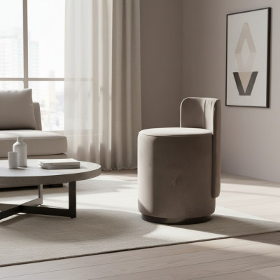 Sedia di design Pouf di lusso Ottomana Tavolino da toeletta Sgabello Sedia imbottita rotonda Banca Marrone