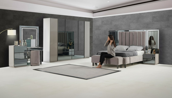 Camera da letto di lusso 8 pezzi Set Mobili completi Letto Comodino Armadio Nuovo