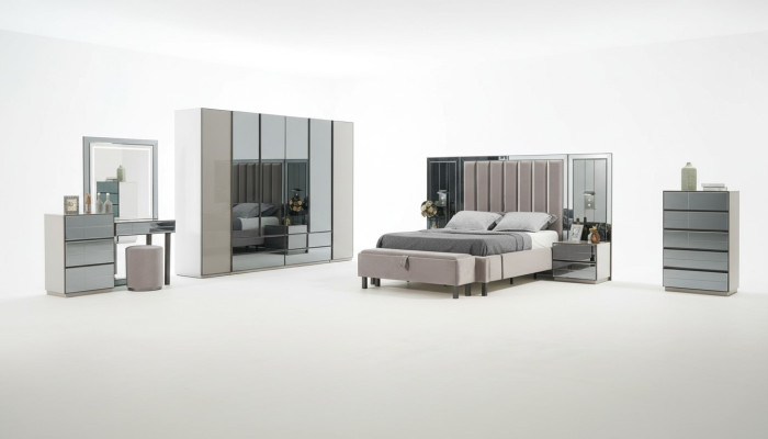 Camera da letto di lusso 8 pezzi Set Mobili completi Letto Comodino Armadio Nuovo