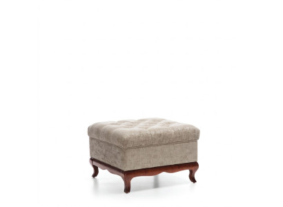 Sgabello Designer Chesterfield Poggiapiedi Tessuto Beige Poltrona Banca in Tessuto