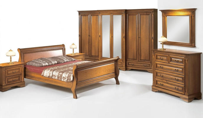 Stile casa di campagna Letto 3 pezzi con 2 comodini Mobili in legno Set di letti Marrone