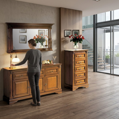 Comò 160cm con specchio stile country mobili comodini credenza legno