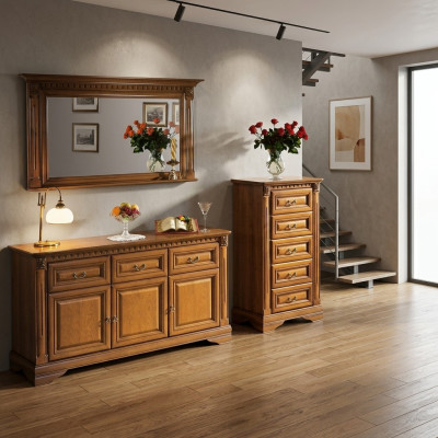 Comò 160cm con specchio stile country mobili comodini credenza legno