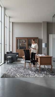 Scrivania classica con sedia Arredamento d'ufficio di lusso Mobili in legno