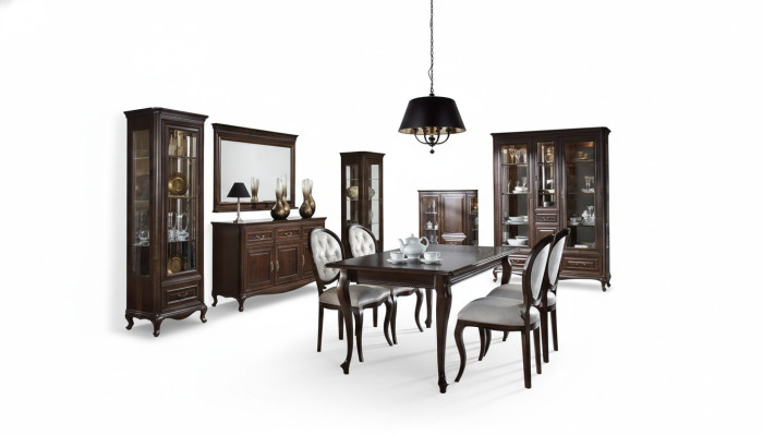 9 pezzi Set da pranzo Tavolo Comò Specchio Vetrina Armadio