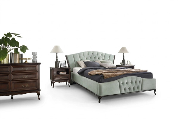 Letto Camera da letto Set Chesterfield Letti di lusso Mobili 2x Comodino 3 pezzi