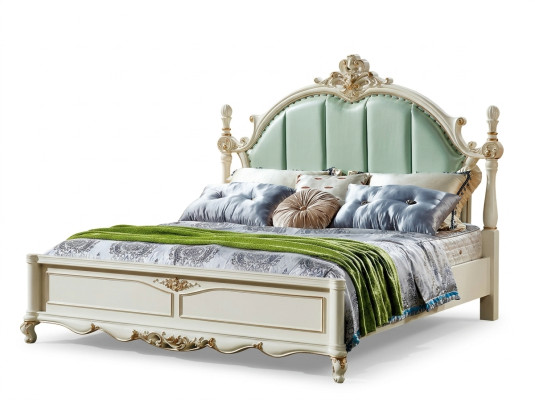 Camera da letto classica Letto Mobili Legno Pelle Letti Barocco Rococò