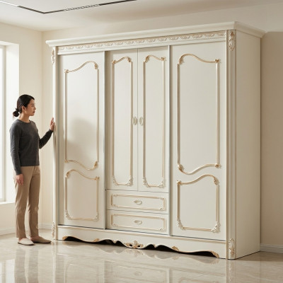Armadio classico in legno bianco per camera da letto
