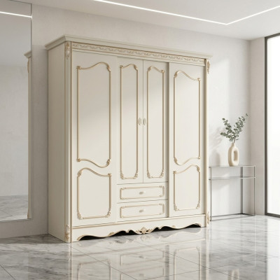 Armadio classico in legno bianco per camera da letto