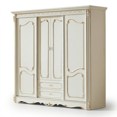 Armadio classico in legno bianco per camera da letto