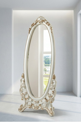 Specchio da terra in legno bianco con dimensioni classiche per la tua altezza.