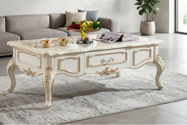 Tavolino reale 130x73, Tavolo Divano, Tavolino, Tavoli Bianco Legno