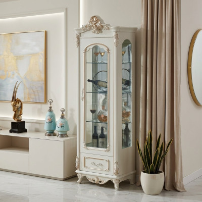 Vetrina in legno Vetrina singola Vetrine Vetrina in vetro Armadi Mobili Art déco Bianco