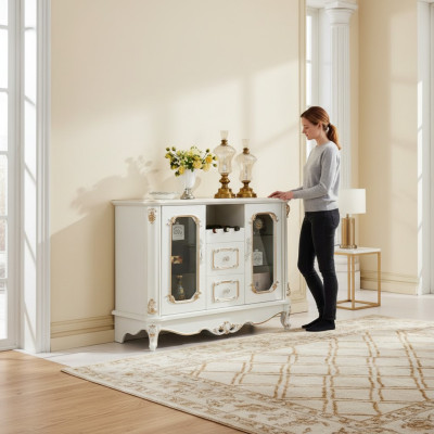 Classico mobiletto credenza con vetrina comò mobile vetrina armadio stile barocco